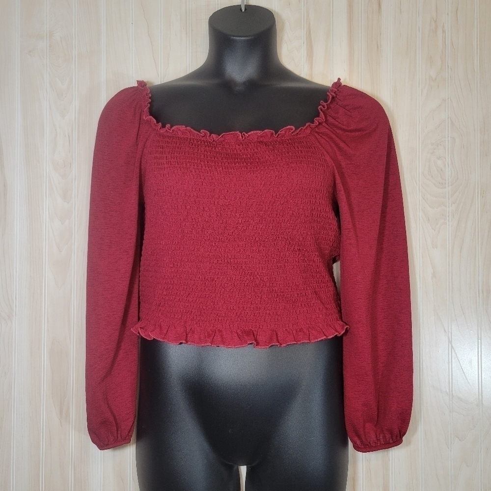 Inspired Hearts Women's Red Smocked Top Sz XL